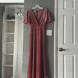 Salmon pink Velvet dress